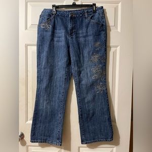Bacinni Wide Leg Bootcut Size 14P Blue Jeans Embroidered